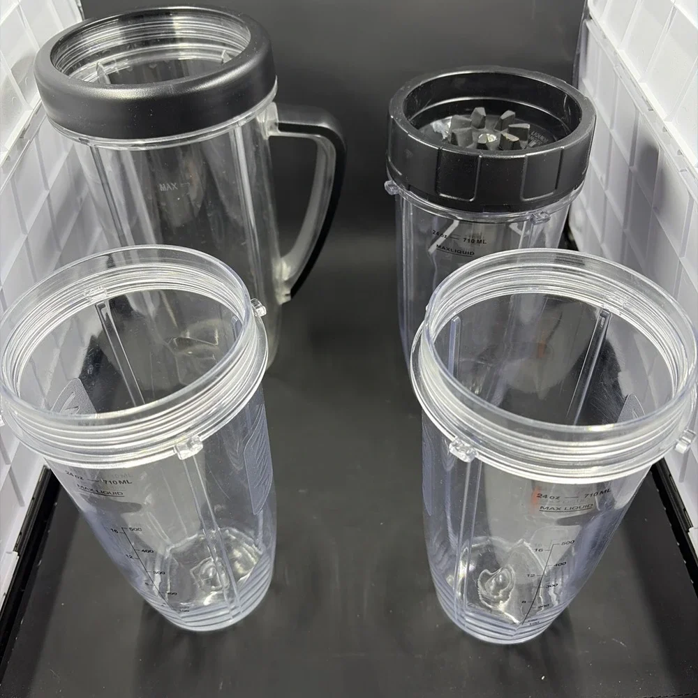 Lot Of 4 Ninja Replacement‎ Cups - 3 24 Oz And One Pitcher Plus Blade
